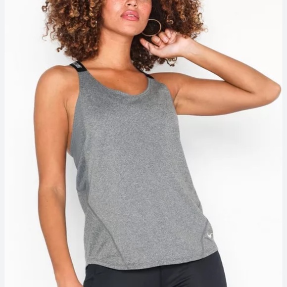 Nike Dri Fit Crisscross Back Just Do It Logo Strap Grey Active Tank Top Size XS - Picture 4 of 11